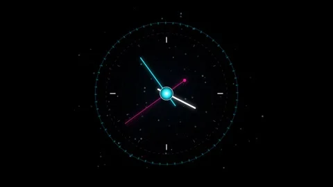 Futuristic Neon Clock Time Lapse and Dial Motion Graphic Loop Stock Footage 346333323