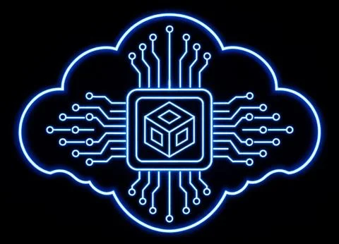 Futuristic neon cloud technology design illustration Stock Illustration