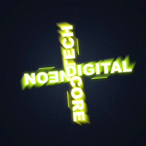 Futuristic Neon "CORE DIGITAL TECH" Logo Animation - Abstract Technology Co.. Stock Footage 348199731