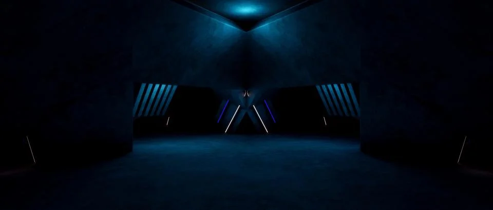 Futuristic Neon Corridor Abstract Sci-Fi Architecture Stock-Illustration