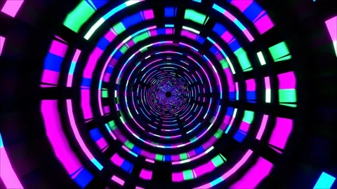 Futuristic Neon Corridor Flight Hyperspace Tunnel Loop 4K Stock Footage 165858441
