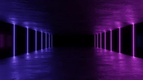 Futuristic Neon Corridor with Reflections 4k 60fps 3d looping animation Stock Footage 304252327
