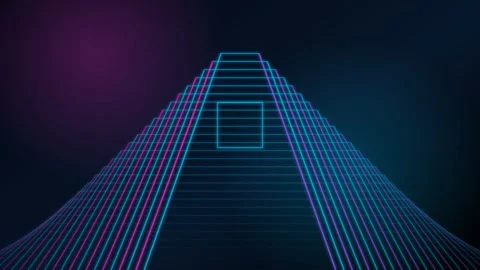 Futuristic neon corridor. Sci-fi hallway with glowing lights and depth. Vídeo Stock 340373118