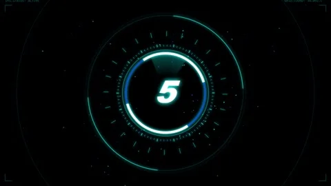Futuristic neon countdown timer from nine to zero with digital technology i.. Video stock 343249039