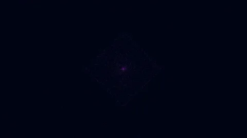 Futuristic neon cube with led lines in black galaxy Stock Footage 233318754