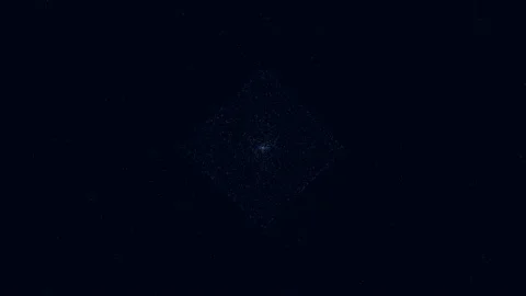 Futuristic neon cube with led lines in black galaxy Stock Footage 233318998