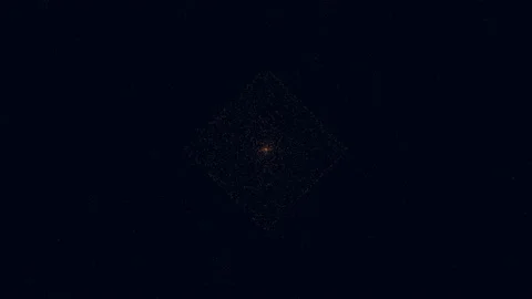 Futuristic neon cube with lines in black galaxy Stock Footage 233319155