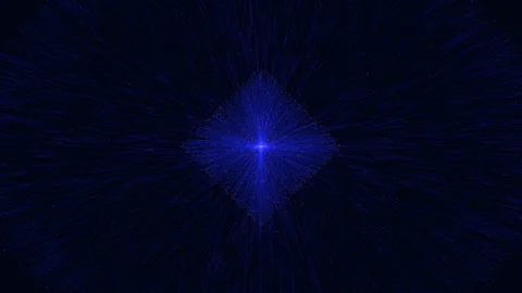 Futuristic neon cube with lines in black galaxy Stock Footage 233319709