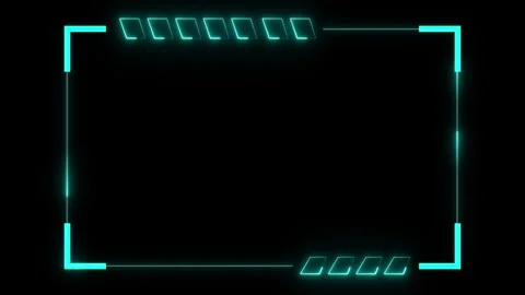 Futuristic neon cyan hud frame border on black background with glowing corn.. Stock Footage 337368217