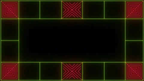 Futuristic neon cyberpunk border loop with red and lime green geometric line. 動画素材 337897113