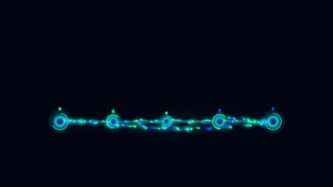 Futuristic neon data connection line representing cyber communications on d.. Видео 343658692