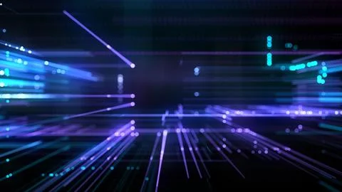 Futuristic Neon Data Grid Background With Dynamic Digital Depth Stock Illustration