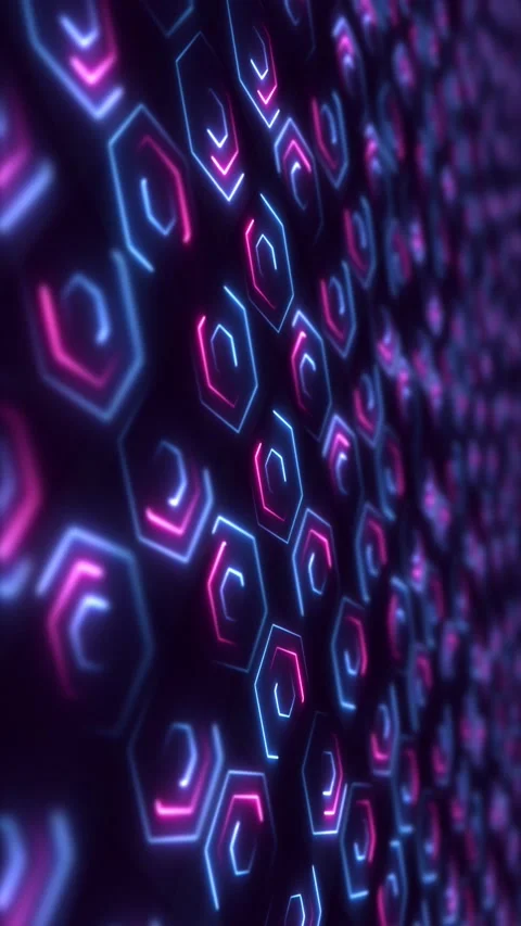 Futuristic Neon Data Lights Vertical Technology Background Stock Footage 345267617