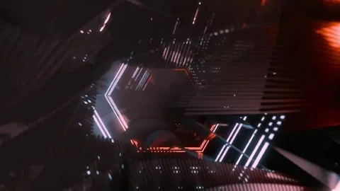 Futuristic neon data tunnel with flowing light trails. High-tech digital 動画素材 340026170