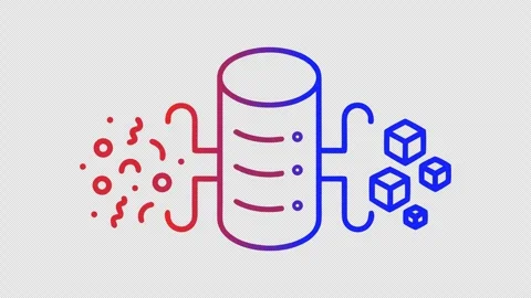Futuristic Neon Database Icon Gradually Revealing on Transparent Background 스톡 동영상 337654015