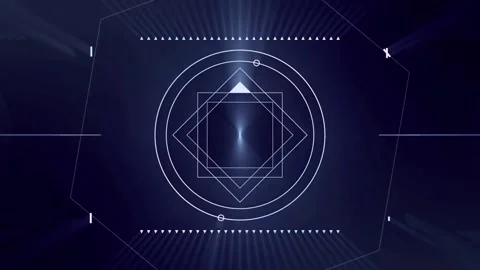 Futuristic neon diamond shape pulsing with light. Abstract hi-tech geometric Stock Footage 340024775
