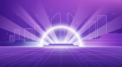 Futuristic neon digital background glowing radiant light rays, and abstract.. Stock Illustration