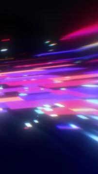 Futuristic neon digital landscape with glowing magenta and blue panels, sof.. Stock Illustration