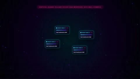 Futuristic Neon Digital Mail Synchronization Grid Animation Stock Footage 347626305