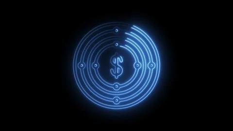 Futuristic neon dollar symbol animation on black background for digital finance Stock Footage 322958133