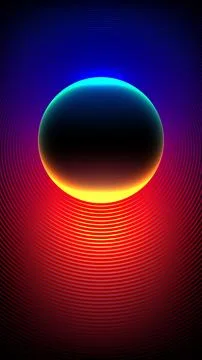 Futuristic neon eclipse background with glowing sphere ringed by vibrant cy.. 库存插图