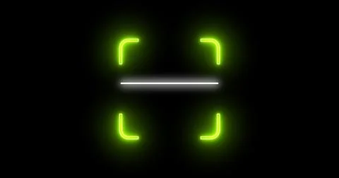 Futuristic neon frame animation with glowing HUD on a black background.Futu.. Stock Illustration