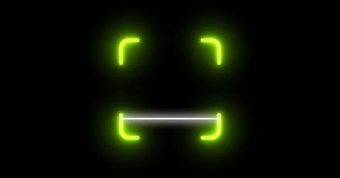 Futuristic neon frame animation with glowing HUD on a black background.Futu.. Stock Illustration