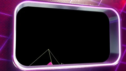 Futuristic neon frames with metallic borders and abstract geometric shapes in a Stock Footage 340612105