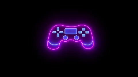 Futuristic Neon Game Controller Gaming Entertainment Animation Vídeos de archivo 322116780