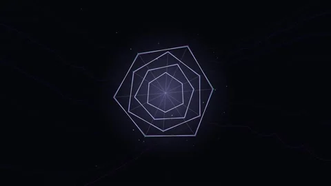 Futuristic Neon Geometric Abstract Pattern Animation on Dark Background Stock Footage 344249018