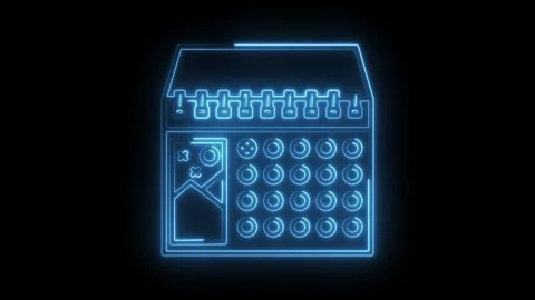 Futuristic neon glowing gamepad controller interface on a clean black backg.. Video stock 316677089