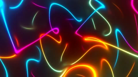 Futuristic neon glowing lines abstract seamless loop on dark background Stock Footage 336513484