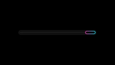 Futuristic neon glowing progress bar animation looping on black background .. 库存影片 346436302
