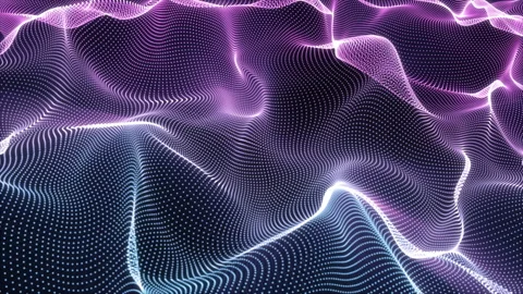 Futuristic neon glowing surface. Wavy purple lines. Vídeos de archivo 112274091