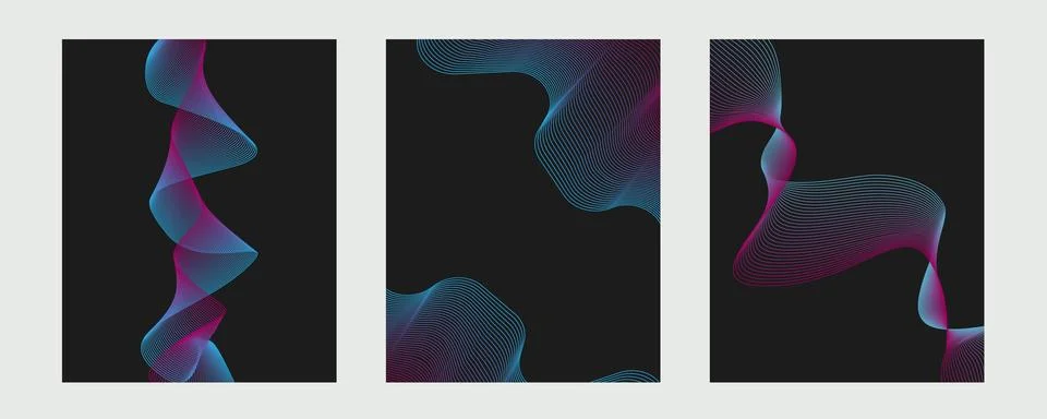 Futuristic Neon Gradient Lines on Black Background Vector EPS10 Stock Illustration