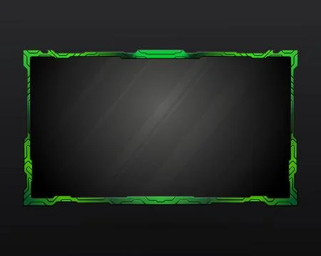 Futuristic neon green border stream overlay webcam screen gui border frame Stock Illustration