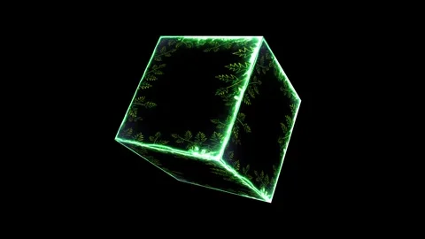 Futuristic Neon Green Geometric Shape with Glowing Edges Design Stock Footage 311795088