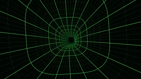 Futuristic Neon Green Wireframe Tunnel Cyber Animation 動画素材 344590280