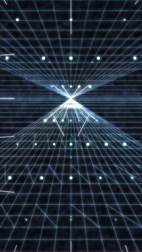Futuristic neon grid animation, cyber tunnel motion graphic, digital cyberspace Stock Footage 346738282