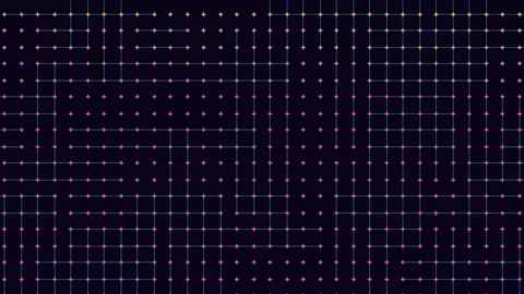 Futuristic neon grid background with glowing dots and lines, seamless motion Stock Footage 333187994