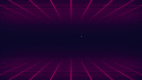 Futuristic Neon Grid in Dark Space with Retro Sci-Fi Vibes and Digital Mini.. 動画素材 341374774