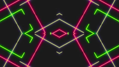 Futuristic neon grid with glowing diamond shape. Abstract digital background wit Stock Footage 334278866