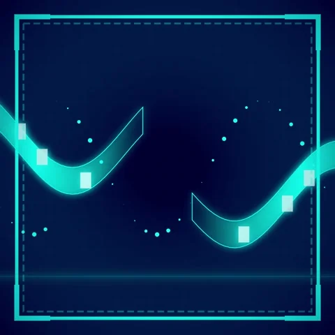 Futuristic Neon Grid HUD Elements, Digital Abstract Background with Glowing.. Stock Footage 347265927