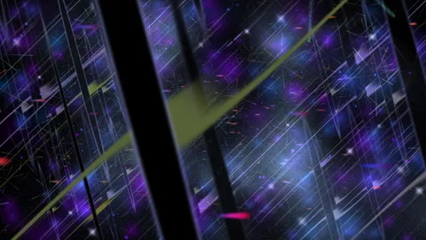 Futuristic Neon Grid Lines Purple Galaxy, Abstract Tech Motion Background Video stock 332283940