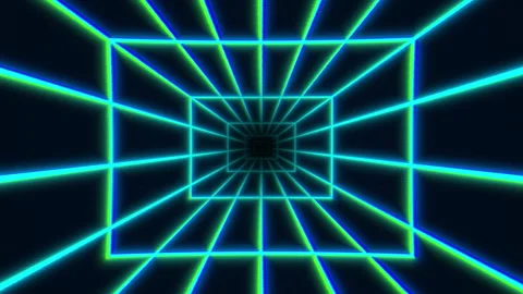 Futuristic neon grid pattern creating a mesmerizing illusion of depth and Stock Footage 319826863