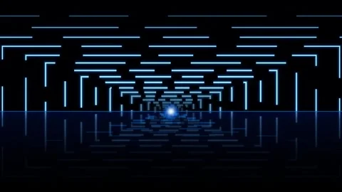Futuristic neon grid tunnel background Stock Footage 342366307