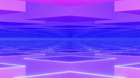 Futuristic neon grid tunnel flying loop background with synthwave style. Stock Footage 344996240