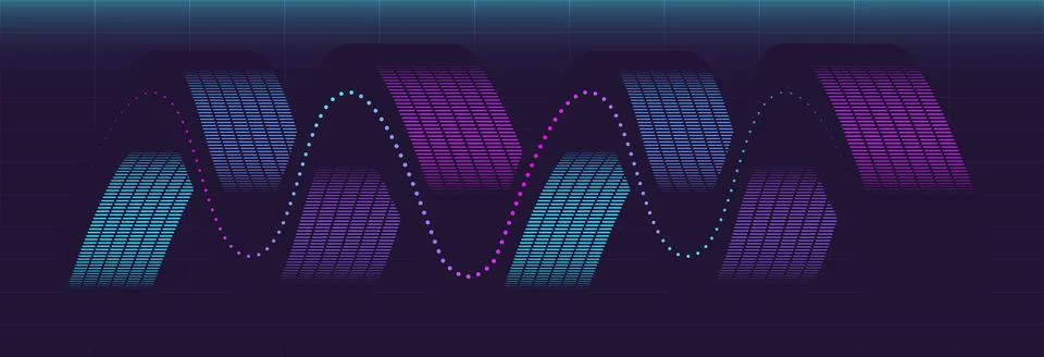 Futuristic Neon Grid Waveform with Gradient Light Stock Illustration