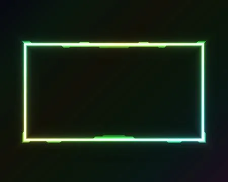 Futuristic neon gui stream overlay screen border frame with glow effect Stock Illustration