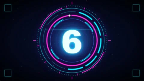 Futuristic Neon HUD Countdown Sequence 库存影片 348191174